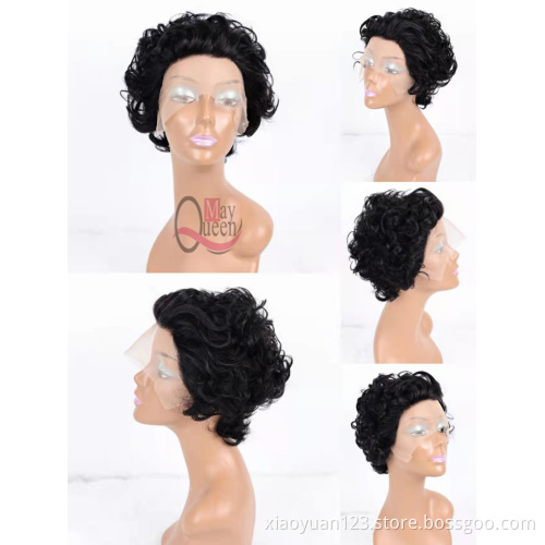 2022 Hot Sale Pixie Cut Short Curly Bob Human Hair 13x1 Lace Wig For Black Women Virgin Hair Pixie Cut 100% Human Hair Lace Wig
